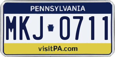 PA license plate MKJ0711