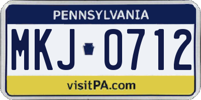 PA license plate MKJ0712
