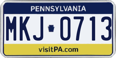 PA license plate MKJ0713