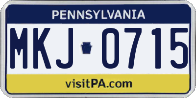 PA license plate MKJ0715