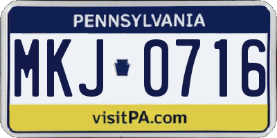 PA license plate MKJ0716