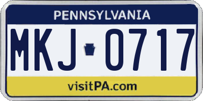 PA license plate MKJ0717