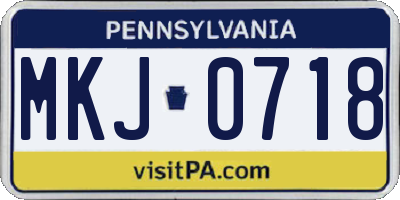 PA license plate MKJ0718