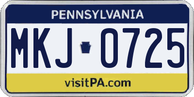 PA license plate MKJ0725