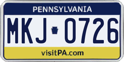 PA license plate MKJ0726