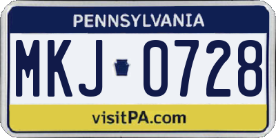 PA license plate MKJ0728