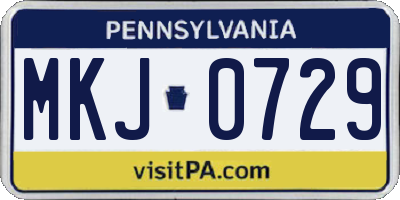 PA license plate MKJ0729