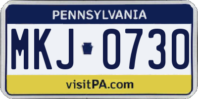 PA license plate MKJ0730