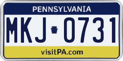 PA license plate MKJ0731