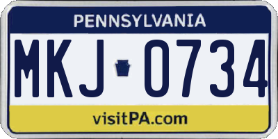PA license plate MKJ0734