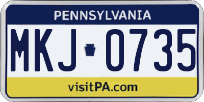 PA license plate MKJ0735