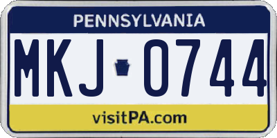 PA license plate MKJ0744