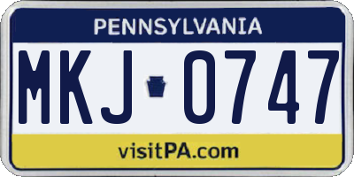 PA license plate MKJ0747