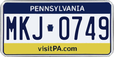 PA license plate MKJ0749