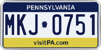 PA license plate MKJ0751