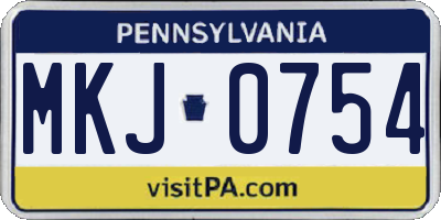PA license plate MKJ0754