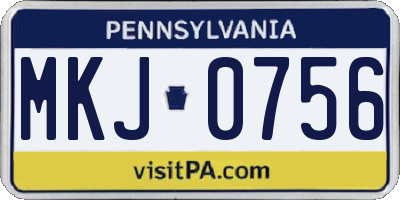 PA license plate MKJ0756