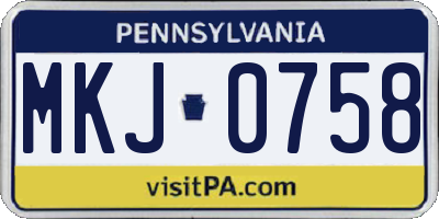 PA license plate MKJ0758