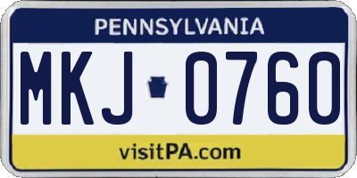 PA license plate MKJ0760