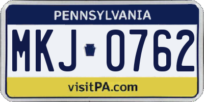 PA license plate MKJ0762