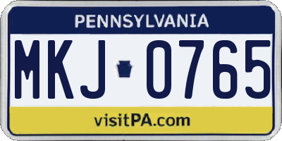 PA license plate MKJ0765