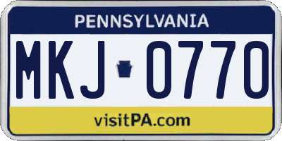 PA license plate MKJ0770