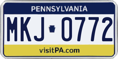 PA license plate MKJ0772