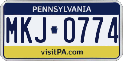 PA license plate MKJ0774