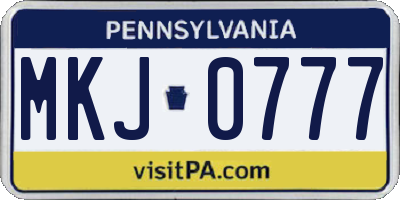 PA license plate MKJ0777
