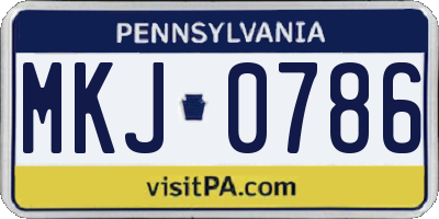 PA license plate MKJ0786
