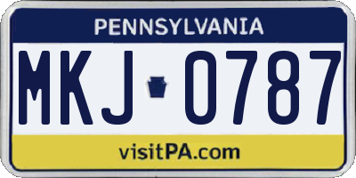 PA license plate MKJ0787