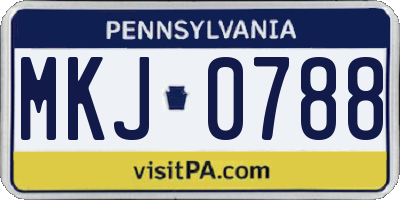 PA license plate MKJ0788