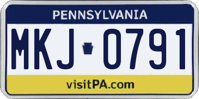 PA license plate MKJ0791