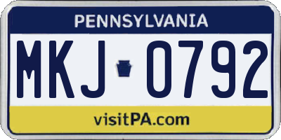 PA license plate MKJ0792