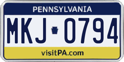 PA license plate MKJ0794