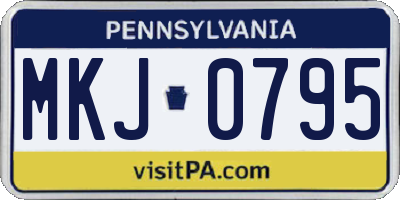 PA license plate MKJ0795