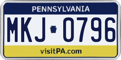 PA license plate MKJ0796