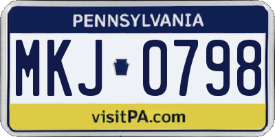 PA license plate MKJ0798