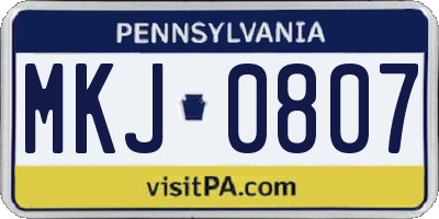 PA license plate MKJ0807