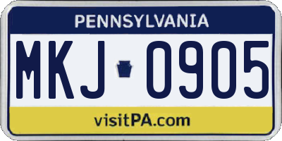 PA license plate MKJ0905