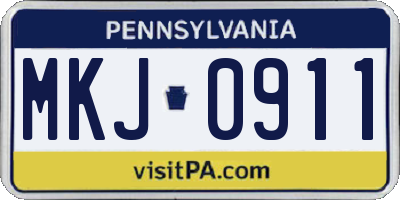 PA license plate MKJ0911