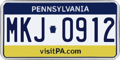 PA license plate MKJ0912