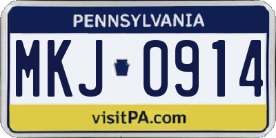 PA license plate MKJ0914