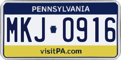 PA license plate MKJ0916