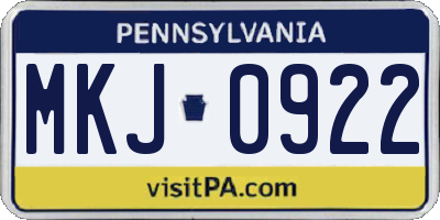 PA license plate MKJ0922
