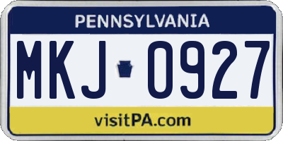 PA license plate MKJ0927