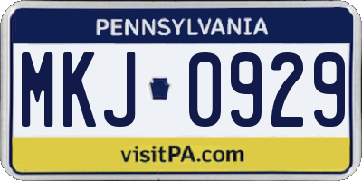 PA license plate MKJ0929