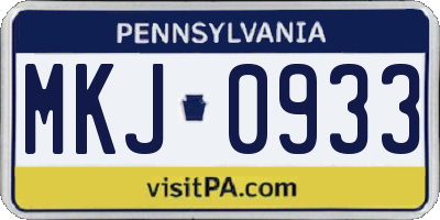 PA license plate MKJ0933