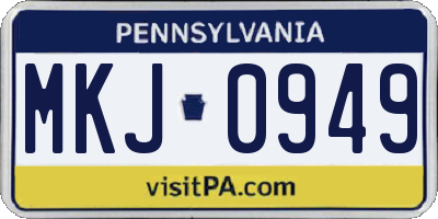 PA license plate MKJ0949