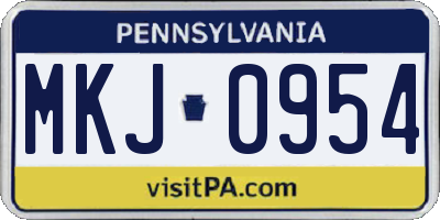 PA license plate MKJ0954